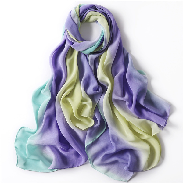 Gradient rainbow pearl chiffon long scarf color matching shawl scarf women bag headscarf factory wholesale