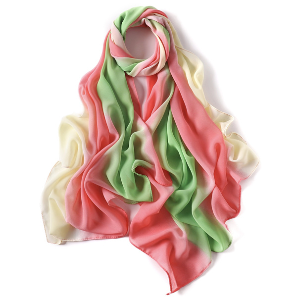 Gradient rainbow pearl chiffon long scarf color matching shawl scarf women bag headscarf factory wholesale