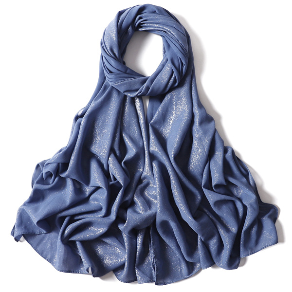 Hot silver glitter full silver pure color pearl chiffon long scarf new product monochrome headscarf factory wholesale
