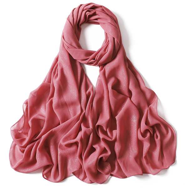 Hot silver glitter full silver pure color pearl chiffon long scarf new product monochrome headscarf factory wholesale