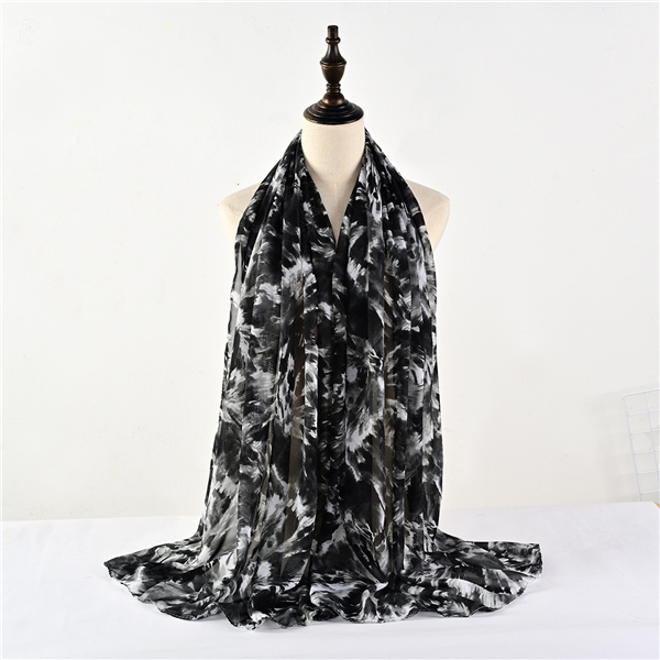 Tie dye chiffon print scarf gradient pearl wrap headscarf hijab factory wholesale