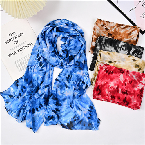 Tie dye chiffon print scarf gradient pearl wrap headscarf hijab factory wholesale