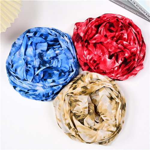 Tie dye chiffon print scarf gradient pearl wrap headscarf hijab factory wholesale