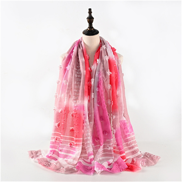 Printed tie dye gradient color TR cotton and linen long scarf striped scarf travel sunscreen shawl manufacturer wholesale