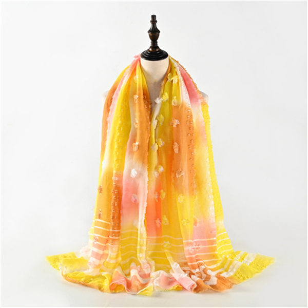 Printed tie dye gradient color TR cotton and linen long scarf striped scarf travel sunscreen shawl manufacturer wholesale
