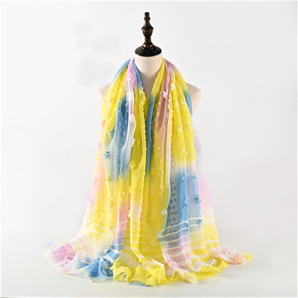 Printed tie dye gradient color TR cotton and linen long scarf striped scarf travel sunscreen shawl manufacturer wholesale
