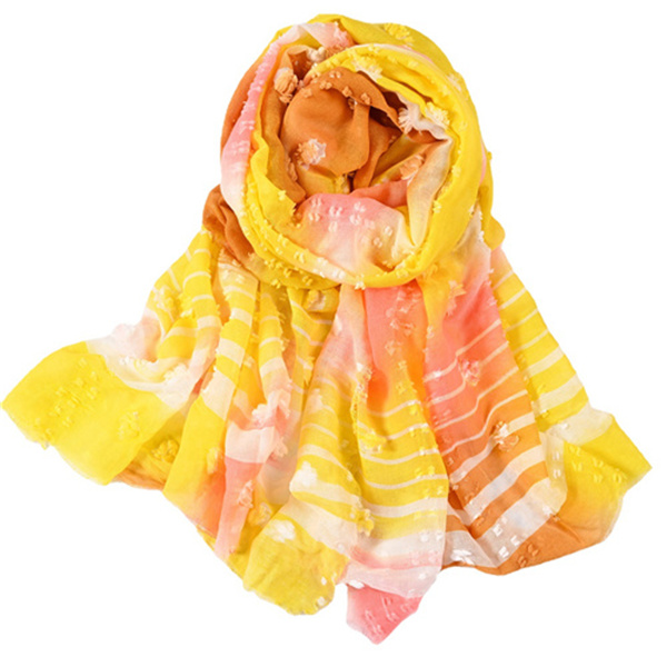 Printed tie dye gradient color TR cotton and linen long scarf striped scarf travel sunscreen shawl manufacturer wholesale