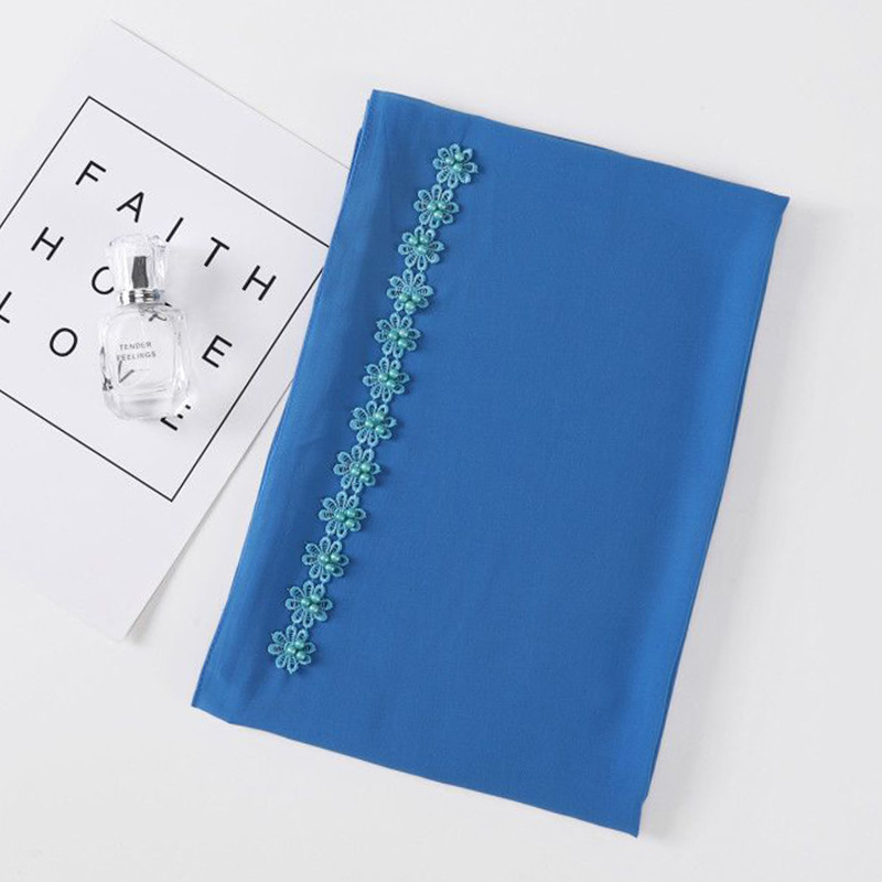 New Baotou shawl chiffon material nail pearl decoration shawl wholesale