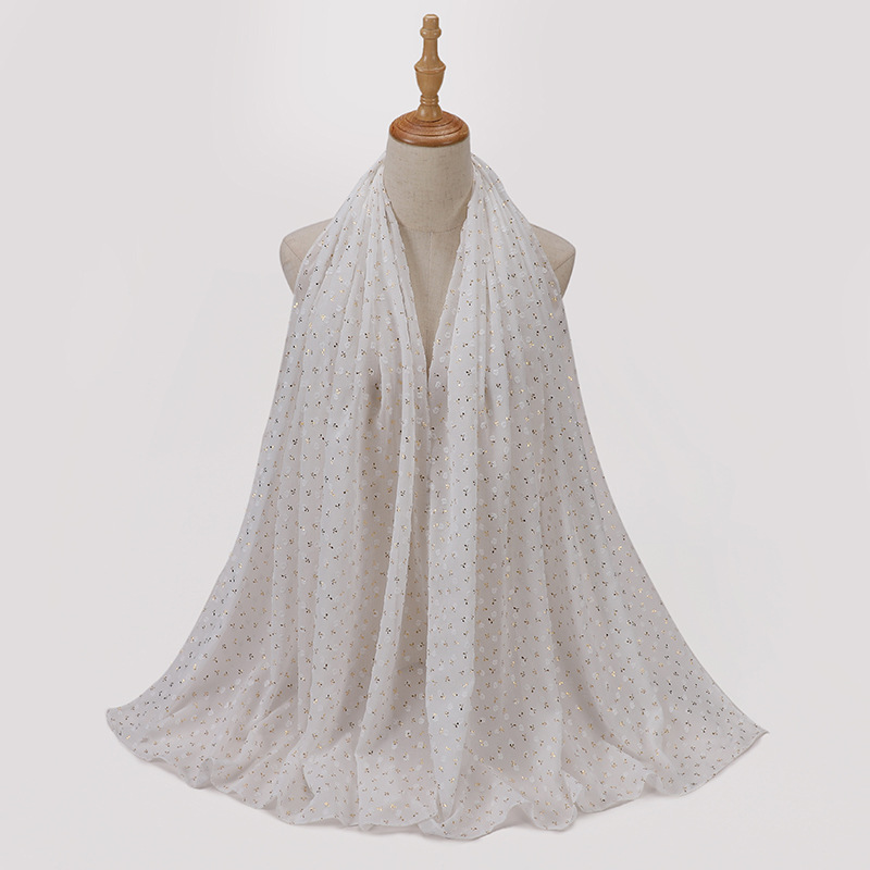 Best selling bronzing chiffon scarf wrap head scarf can be used as shawl long scarf gauze wholesale
