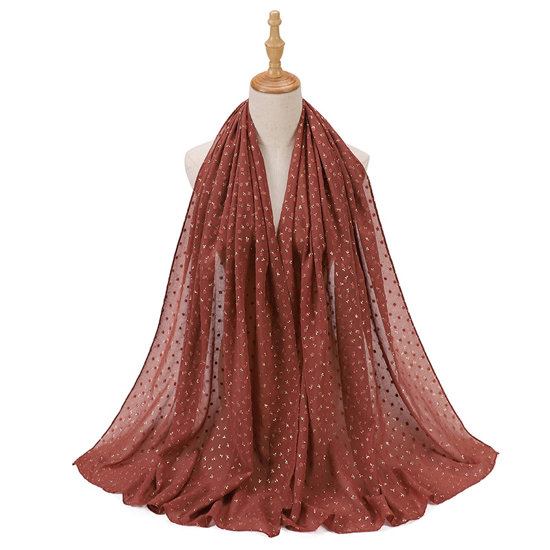 Best selling bronzing chiffon scarf wrap head scarf can be used as shawl long scarf gauze wholesale