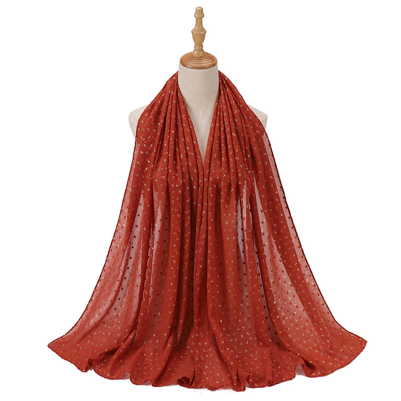 Best selling bronzing chiffon scarf wrap head scarf can be used as shawl long scarf gauze wholesale