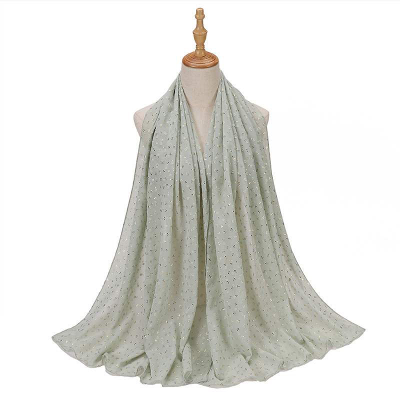 Best selling bronzing chiffon scarf wrap head scarf can be used as shawl long scarf gauze wholesale
