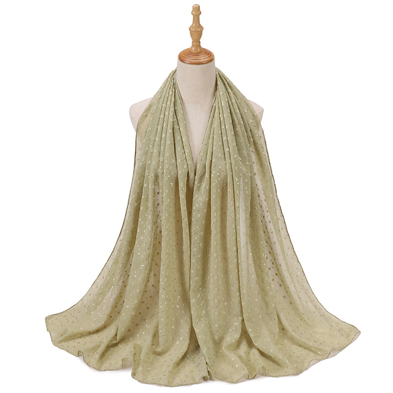 Best selling bronzing chiffon scarf wrap head scarf can be used as shawl long scarf gauze wholesale