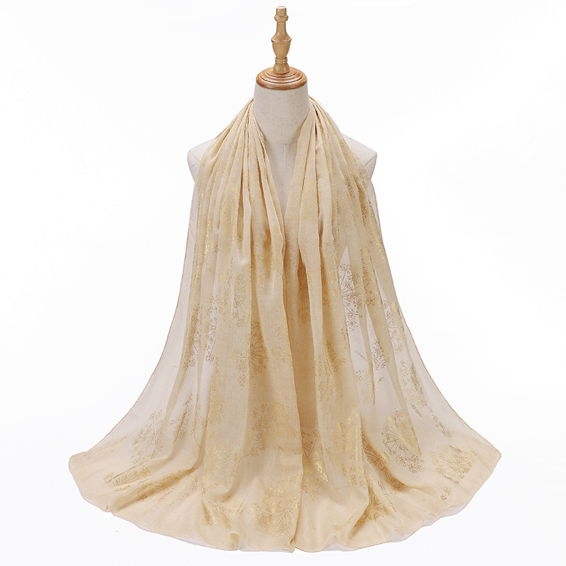 New cotton and linen bronzing pattern ladies scarf wrap head scarf gauze wholesale