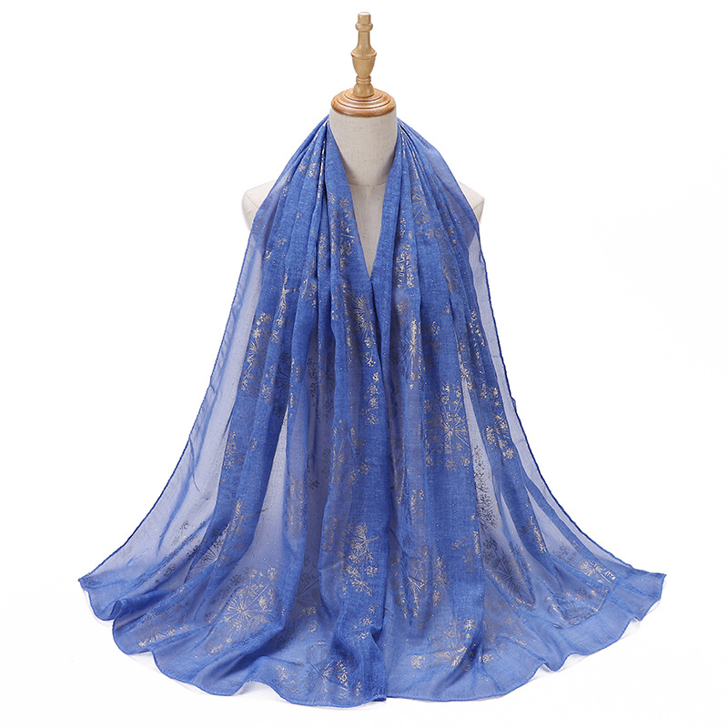 New cotton and linen bronzing pattern ladies scarf wrap head scarf gauze wholesale
