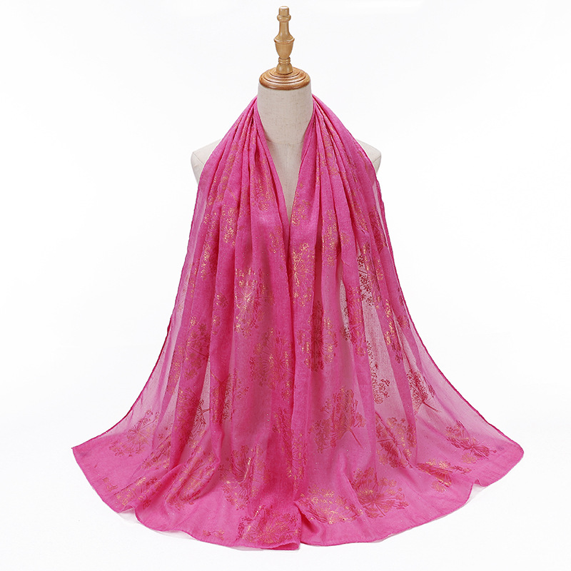 New cotton and linen bronzing pattern ladies scarf wrap head scarf gauze wholesale