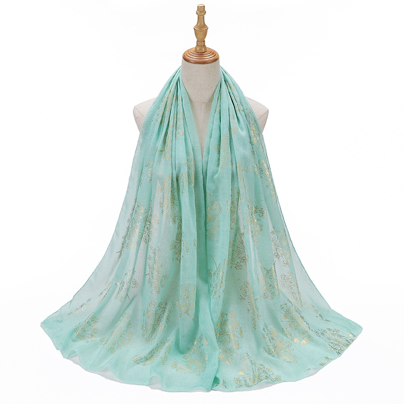 New cotton and linen bronzing pattern ladies scarf wrap head scarf gauze wholesale