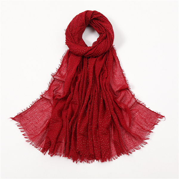 Pleated bubble towel bronzing monochrome scarf cotton linen hair fringe hot drilling bag head scarf wholesale