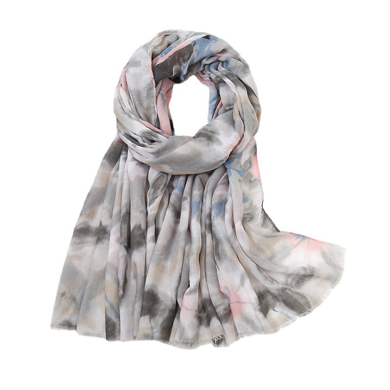 Wholesale of new womens tie dyed and printed Bali yarn scarf and ink splashing shawl