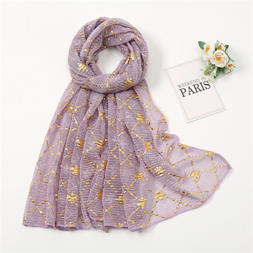 Monochrome polyester scarf gold and silver silk pleated Fashion Square casual headscarf