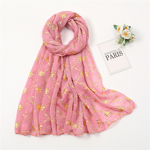 Monochrome polyester scarf gold and silver silk pleated Fashion Square casual headscarf