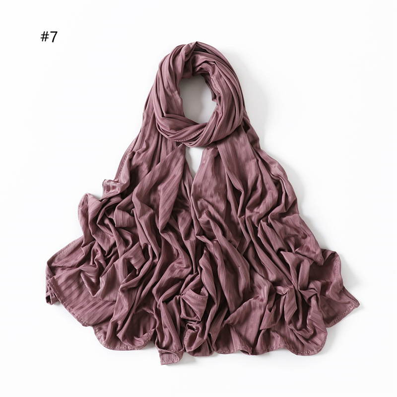 Hot selling monochrome scarf solid color cotton breathable stripe Jersey Scarf wholesale