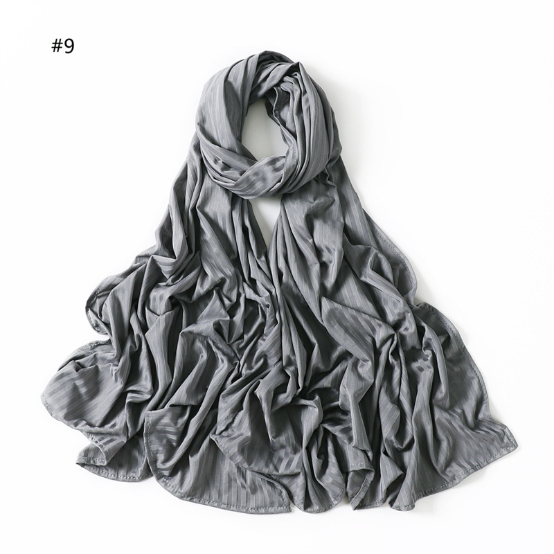 Hot selling monochrome scarf solid color cotton breathable stripe Jersey Scarf wholesale