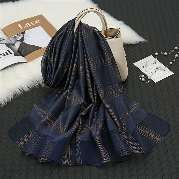 Silk scarf blended scarf womens Gold Classic Plaid Scarf versatile shawl wholesale