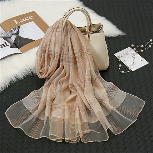 Silk scarf blended scarf womens Gold Classic Plaid Scarf versatile shawl wholesale