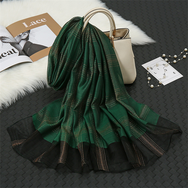 Silk scarf blended scarf womens Gold Classic Plaid Scarf versatile shawl wholesale