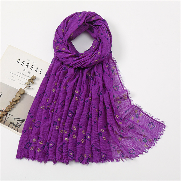 Pleated bubble towel monochrome flower scarf wrinkled cotton hemp wool fringe Headband