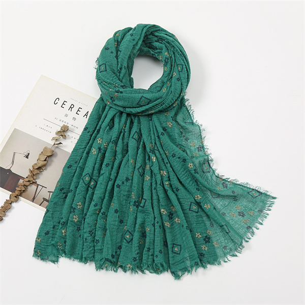 Pleated bubble towel monochrome flower scarf wrinkled cotton hemp wool fringe Headband