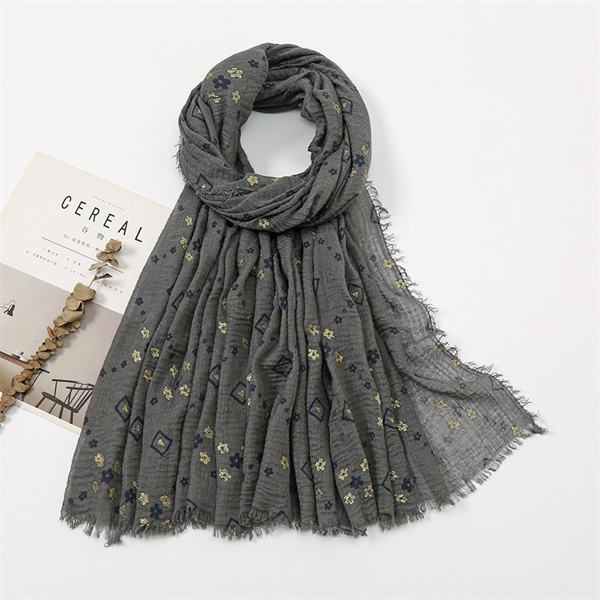 Pleated bubble towel monochrome flower scarf wrinkled cotton hemp wool fringe Headband