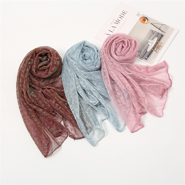 Breathable fashion gold thread nylon scarf monochrome refreshing scarf scarf scarf wholesale