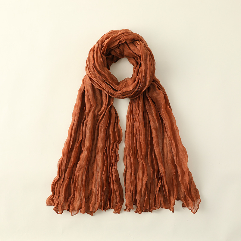 Solid color cotton linen silk scarf wholesale Muslim shawl Baotou beach sunscreen long scarf shawl