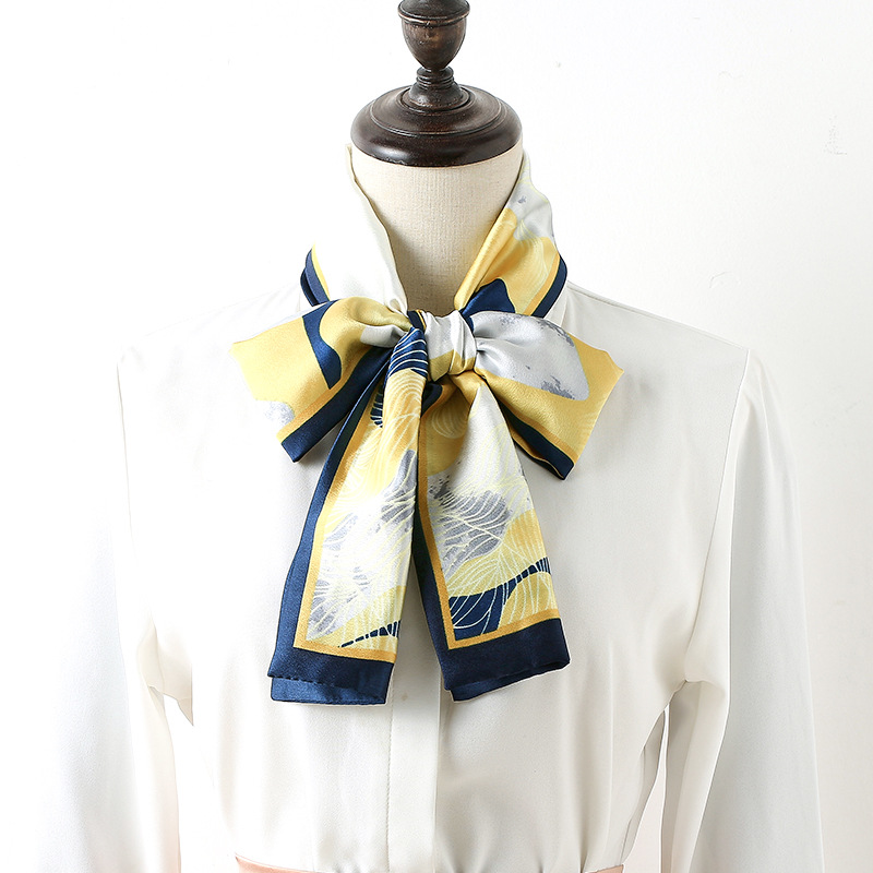 Fashion printed long silk scarf womens wholesale binding bag silk scarf decoration simulation silk ribbon scarf
