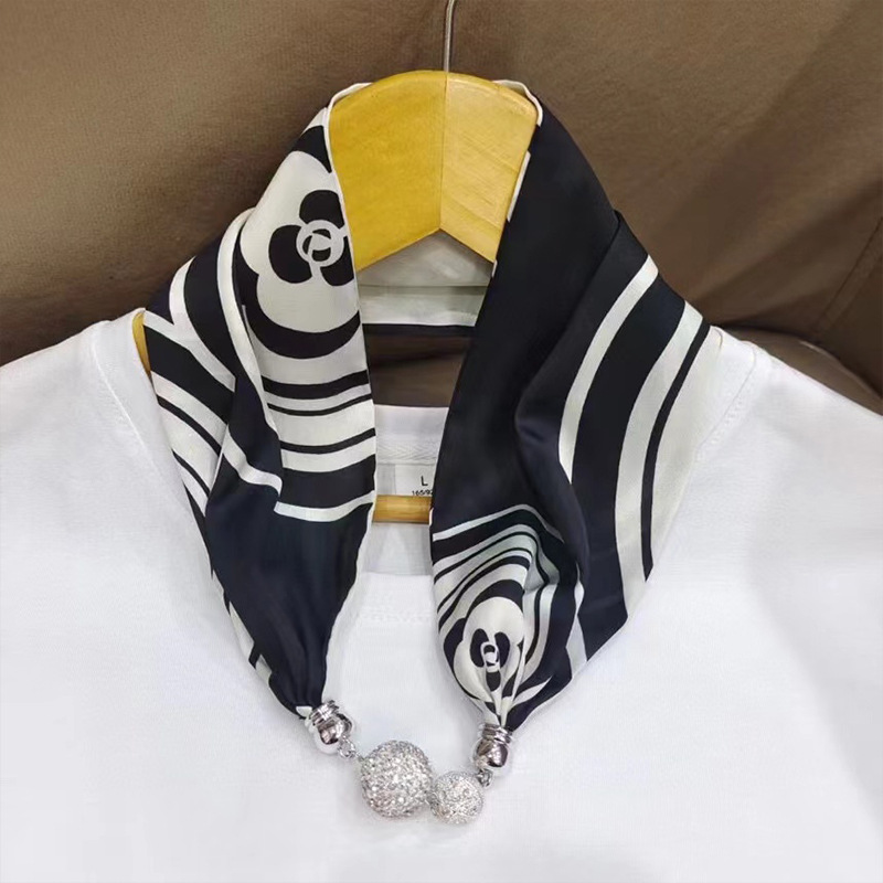 New magnetic thread silk scarf simulation silk letter thin and narrow strip decorative scarf silk scarf wholesale