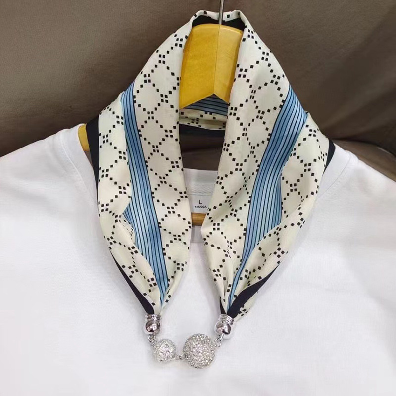 New magnetic thread silk scarf simulation silk letter thin and narrow strip decorative scarf silk scarf wholesale