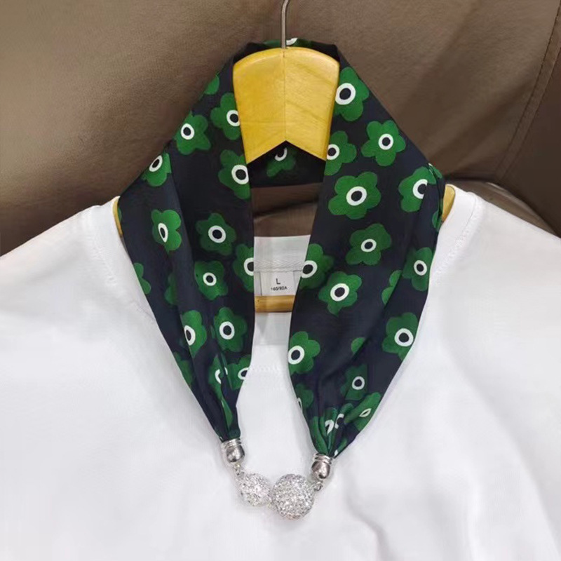 New magnetic thread silk scarf simulation silk letter thin and narrow strip decorative scarf silk scarf wholesale