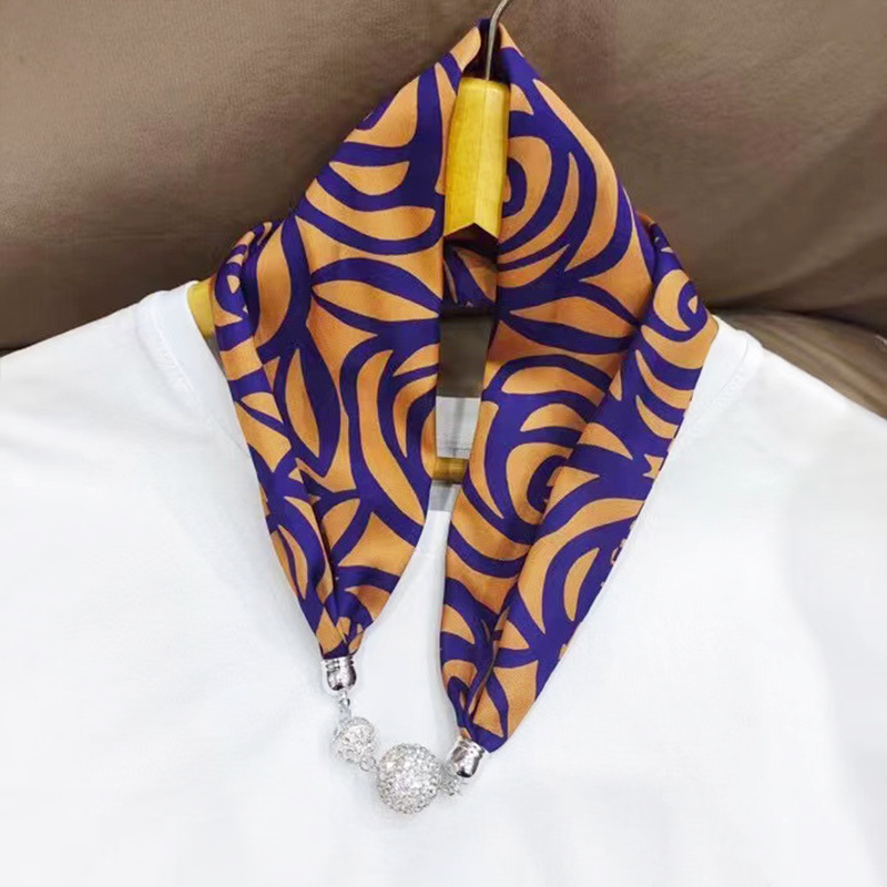 New magnetic thread silk scarf simulation silk letter thin and narrow strip decorative scarf silk scarf wholesale