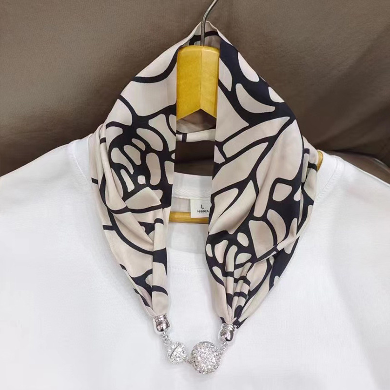 New magnetic thread silk scarf simulation silk letter thin and narrow strip decorative scarf silk scarf wholesale