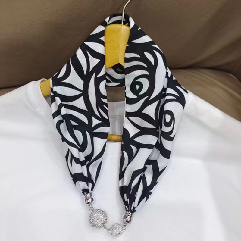 New magnetic thread silk scarf simulation silk letter thin and narrow strip decorative scarf silk scarf wholesale