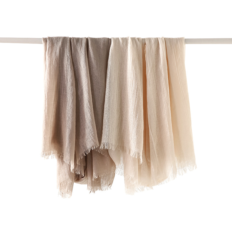 Solid color cotton linen scarf sunscreen silk scarf small Bib beach long square towel wholesale
