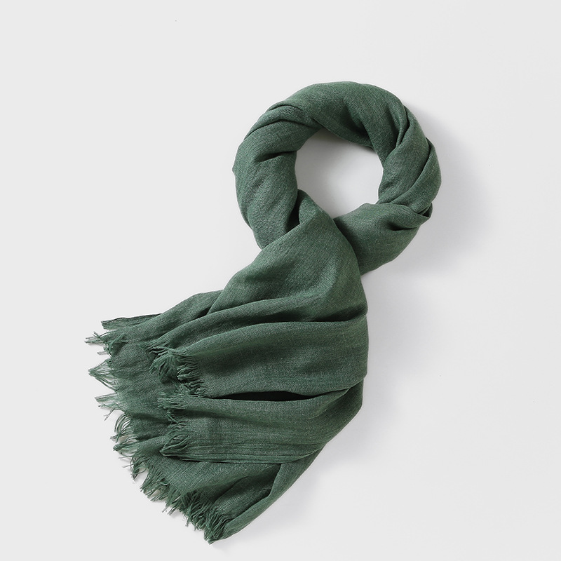 Solid color cotton linen scarf sunscreen silk scarf small Bib beach long square towel wholesale