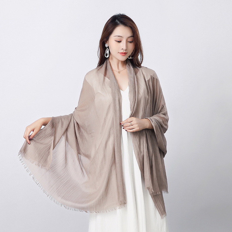 Solid color cotton linen scarf sunscreen silk scarf small Bib beach long square towel wholesale