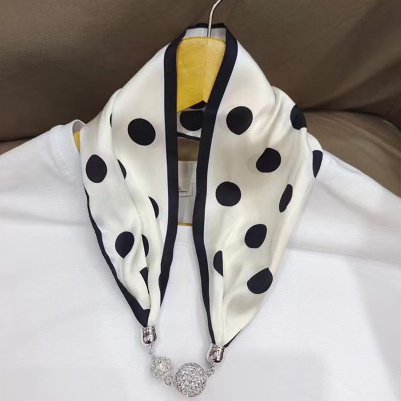 Popular Necklace scarf magnet buckle green scarf long silk scarf wholesale
