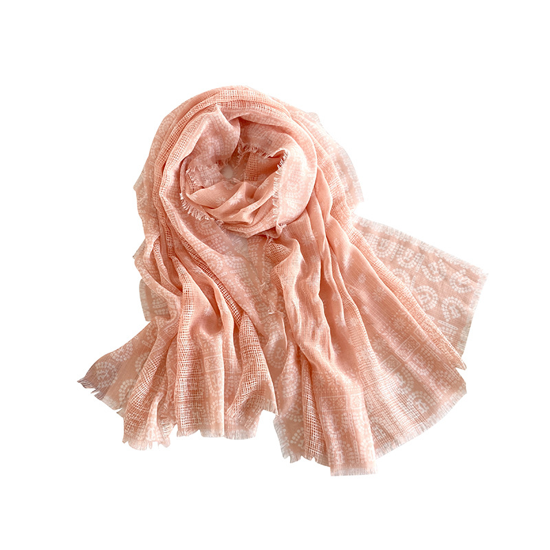 Mesh hollow scarf female small tassel printed silk scarf large shawl wholesale
