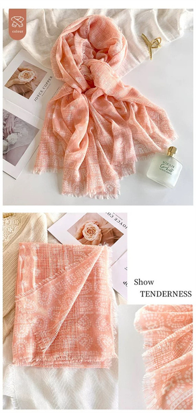 Mesh hollow scarf female small tassel printed silk scarf large shawl wholesale