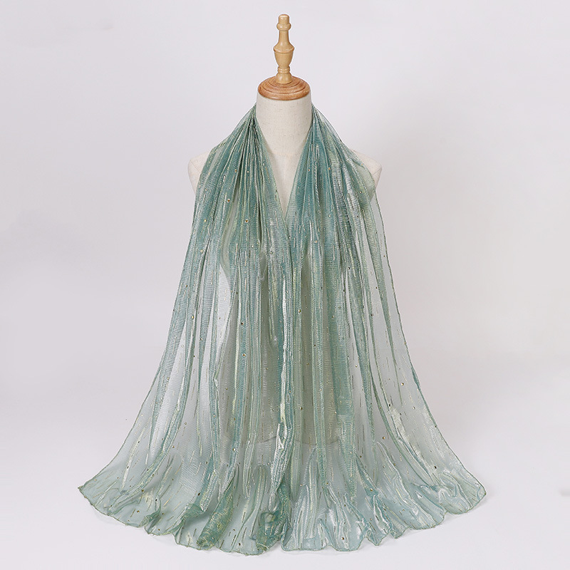 Wholesale of new thin bright silk bronzing scarf Headband Scarf and scarf