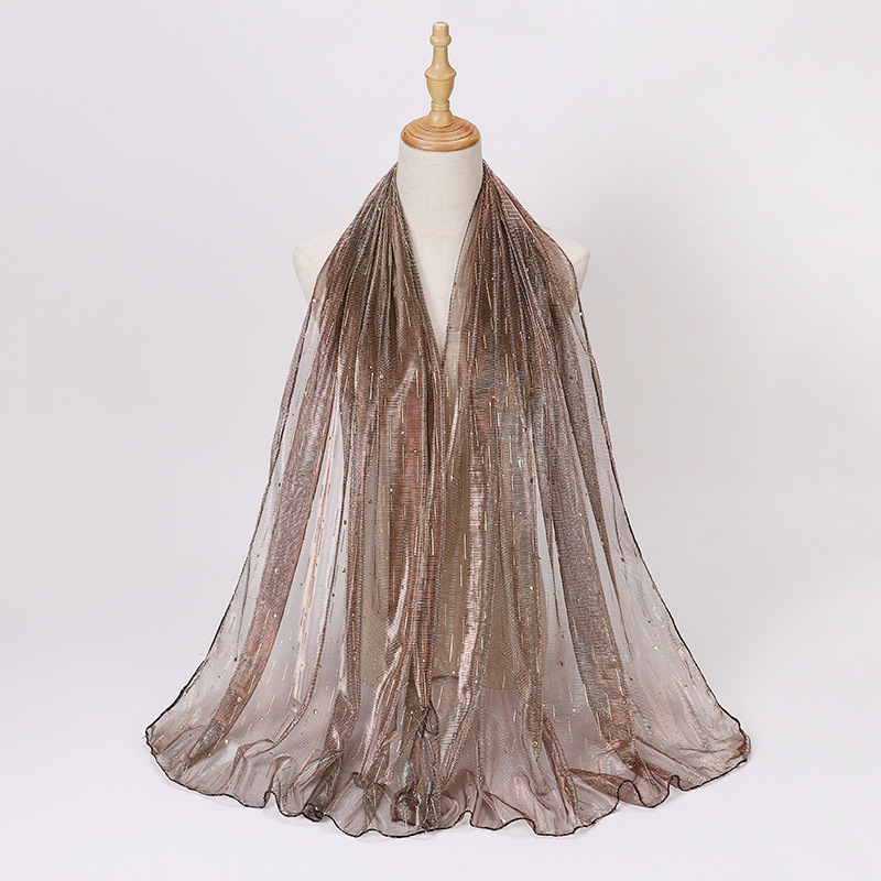Wholesale of new thin bright silk bronzing scarf Headband Scarf and scarf